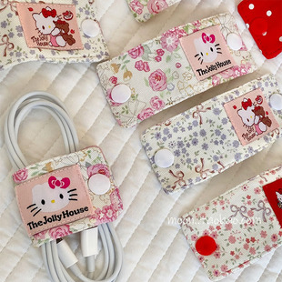 hallo小猫可爱耳机充电线数据线收纳ins日系手工制作集线器固定器