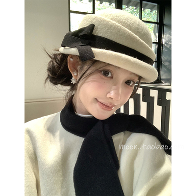 赫本风礼帽女秋冬气质优雅法式复古渔夫帽女显脸小时尚留洋千金帽