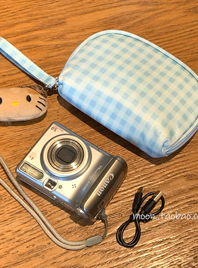 韩国ins风蓝色格子相机包多巴胺零钱包卡包便携整理ccd分区收纳包