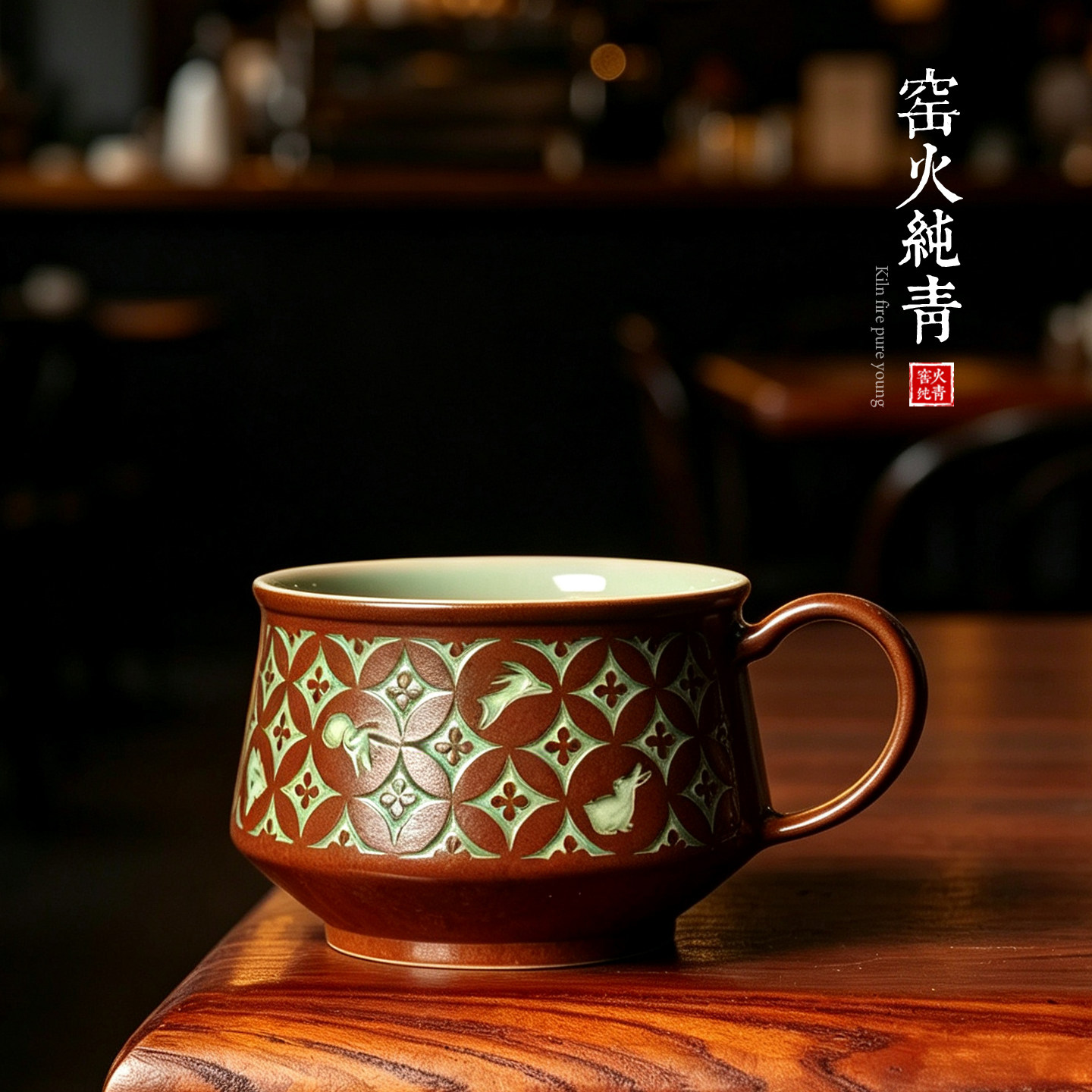 青瓷复古中式咖啡杯马克陶瓷茶杯