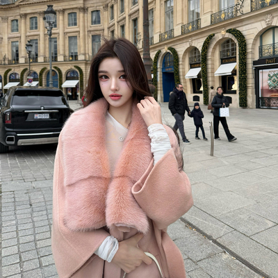 现货 viola【LP贵女】l*p巨大水貂领松弛老钱100羊毛大衣慵懒风