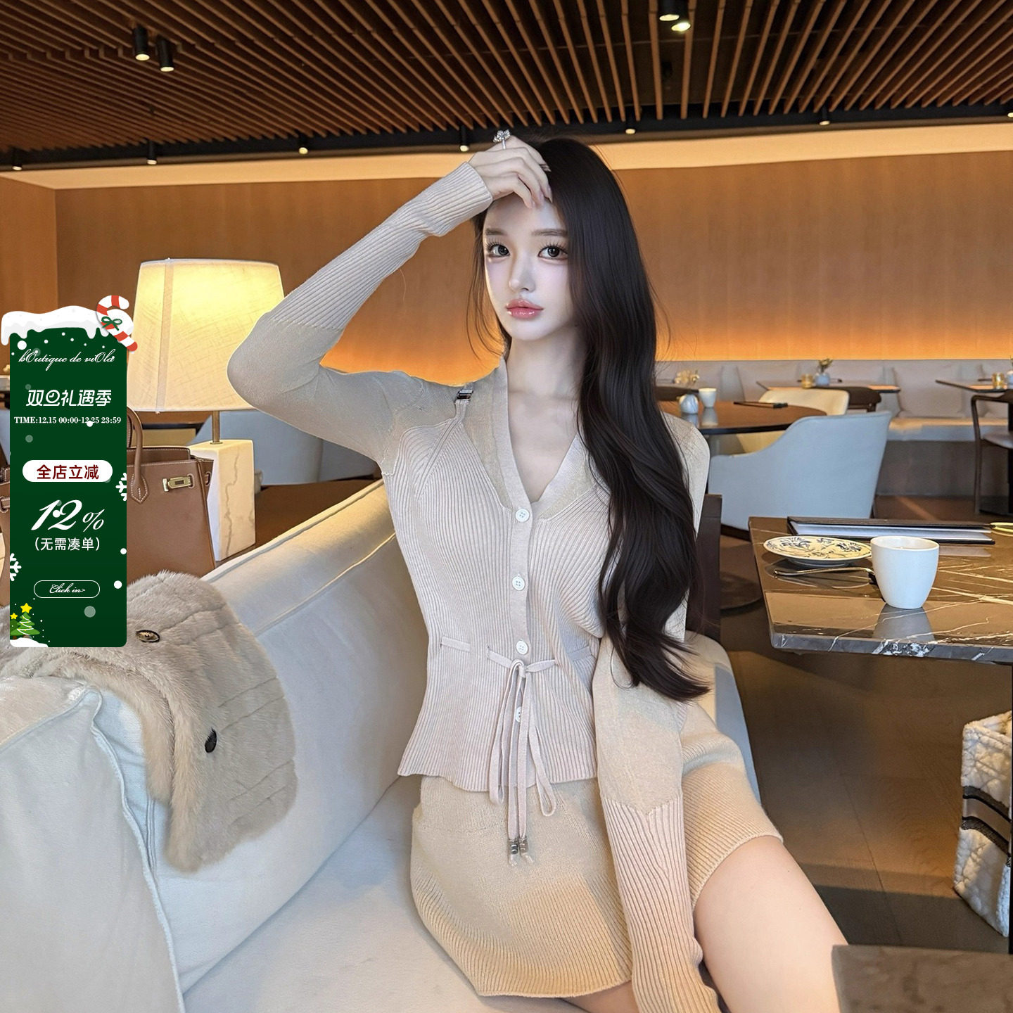 viola【温婉韩女】uh*t小众私服 开版微透小心机开衫针织上衣百搭