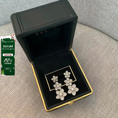 viola【野生繁花】gra*ff唐*嫣同款！yb开模定做满钻三花耳钉