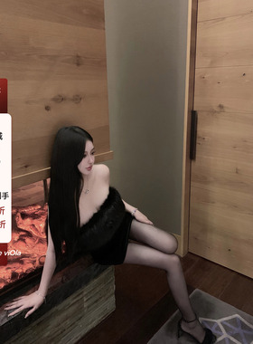 viola【起火心动】女明星丝绒连衣裙 超真环保毛黑色抹胸裙女