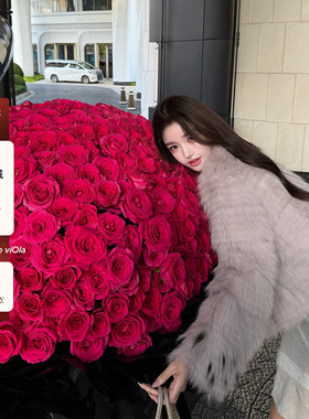 viola【香草山猫】 进口saga狐狸毛定染山猫袖口皮草外套年轻款