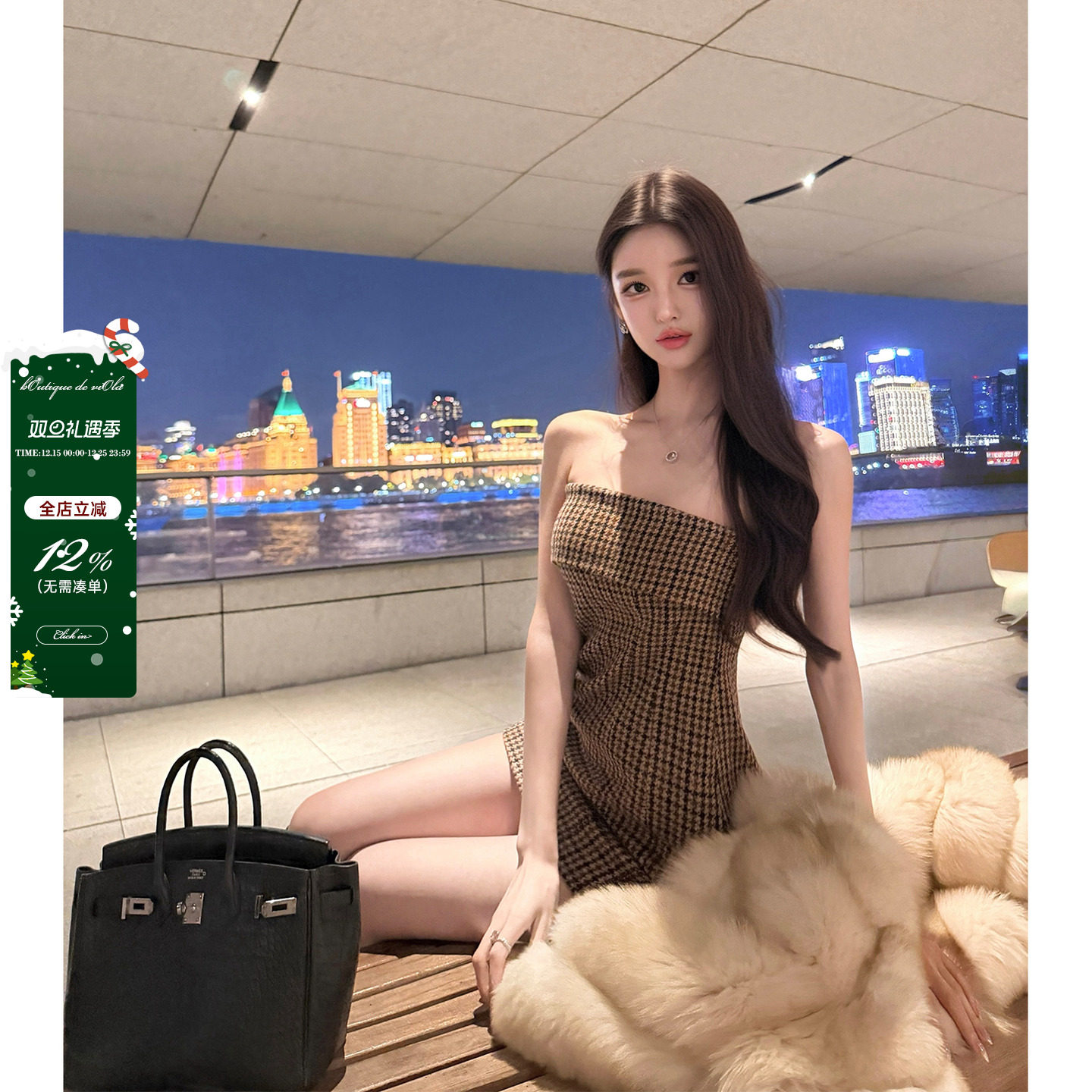 viola【枫叶暖栗】60羊毛高成分Els*同款秋冬很需要的连衣裙性感