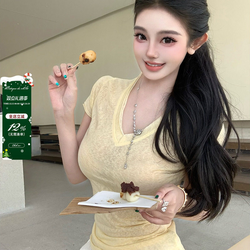 【现货】viola【肌底T】天丝亚麻面料统治区Zui爱超的纯欲短袖T恤