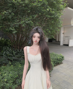 viola 气质绝美纯欲冰丝针织收腰连衣裙 海岛贝壳 海边度假法式