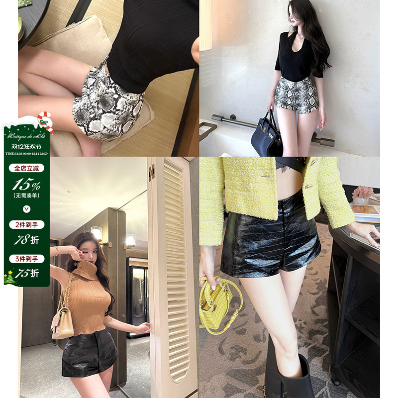 viola【冷毒美人】retr*fe3k+冷血钓系美人腿长2米版型pu超短裤