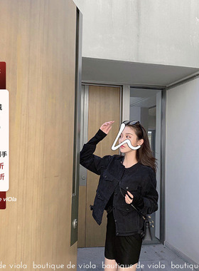 viola 黑色外套2021年春季夹克外套潮