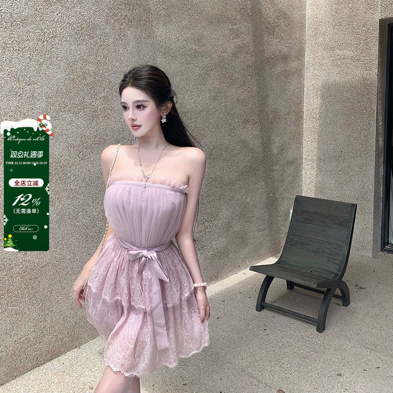 【现货】viola【芋泥挞挞】英国小众私服vtg纯欲定染雾霾紫连衣裙