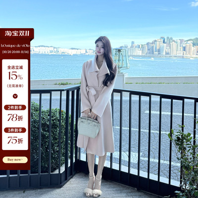 viola【Amber系列】定染樱落粉100澳毛Du家高版纯欲少女大衣外套