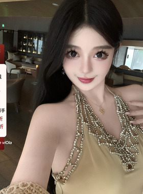 viola 【High Line】大小姐镂空复古气质名媛露背吊带背心女上衣