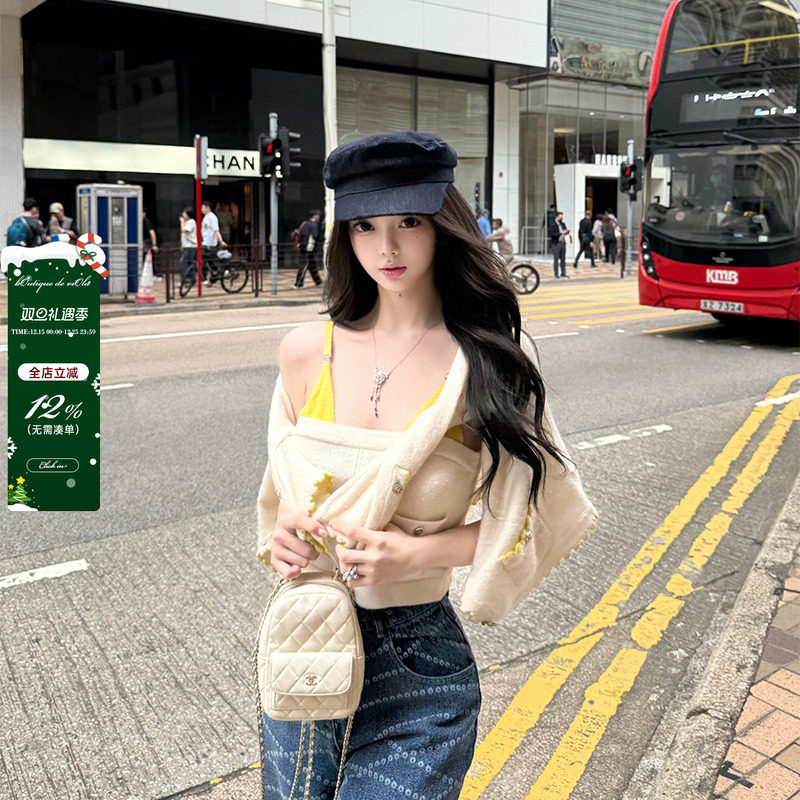 【现货】viola【奶酪芝士】小香本季核武30羊毛八分袖裸感套装