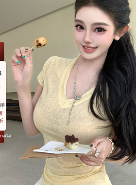 【现货】viola【肌底T】天丝亚麻面料统治区Zui爱超的纯欲短袖T恤