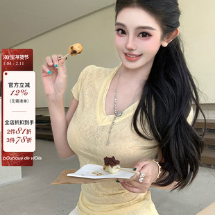 【现货】viola【肌底T】天丝亚麻面料统治区Zui爱超的纯欲短袖T恤