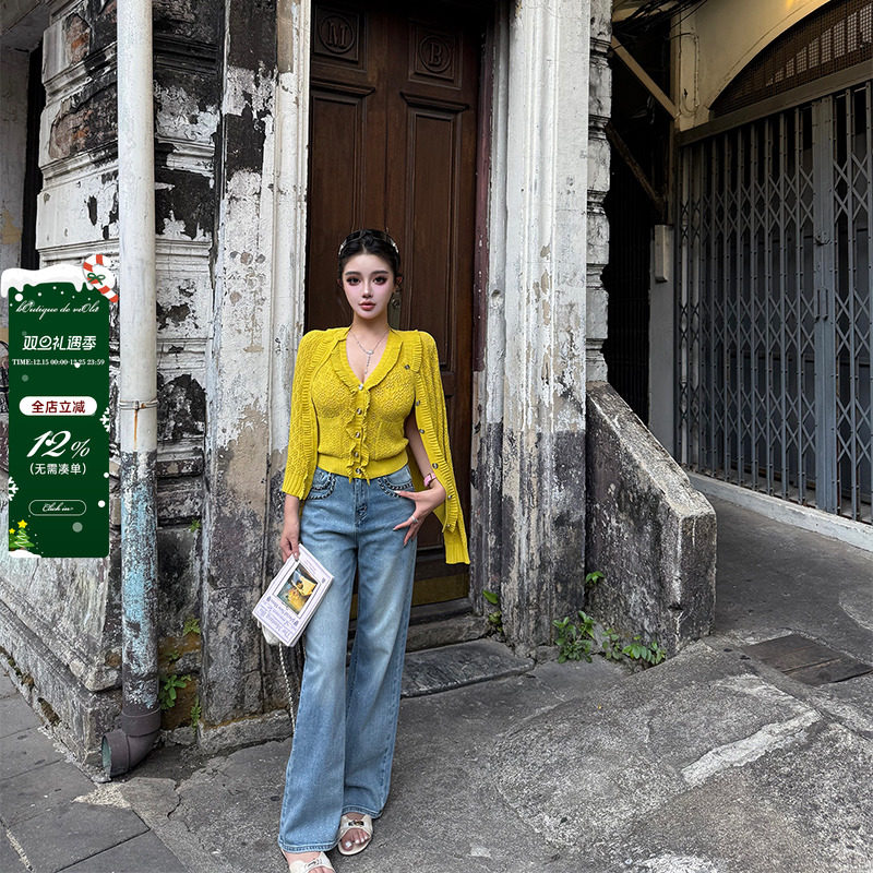 【现货】viola【开年神裤】 手工链条bling爆闪烫钻水洗牛仔裤