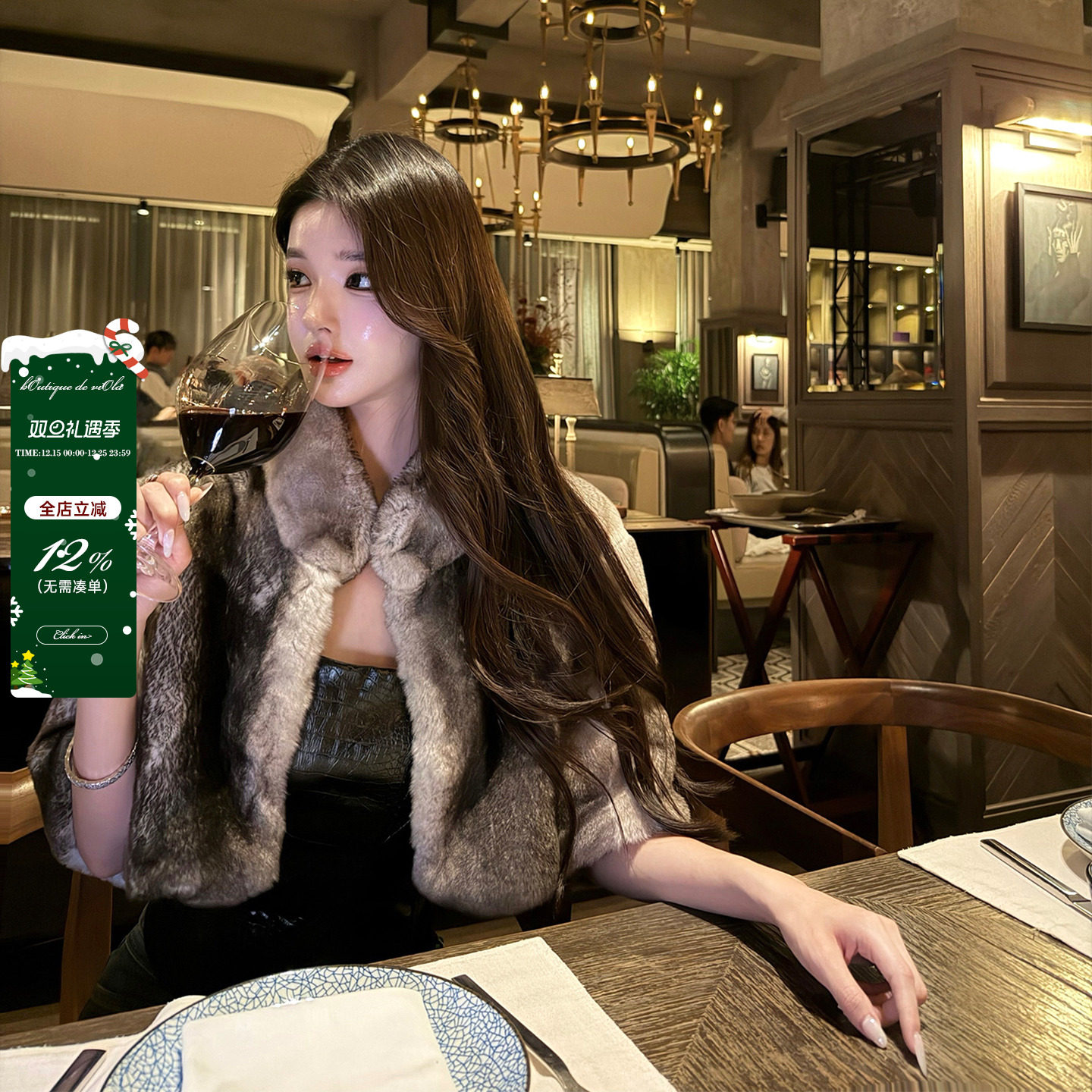 viola【限定熊猫兔】 bab獭兔本色十出一巨稀有整皮皮草外套贵妇