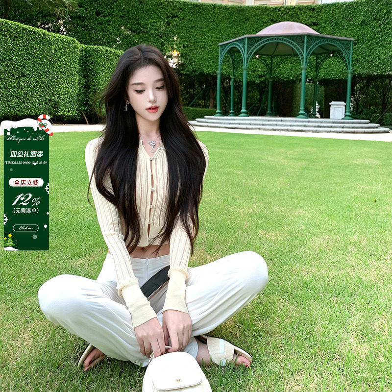 【现货】viola【慵懒美人】zui美防晒外搭 辣妹跳针工艺针织开衫