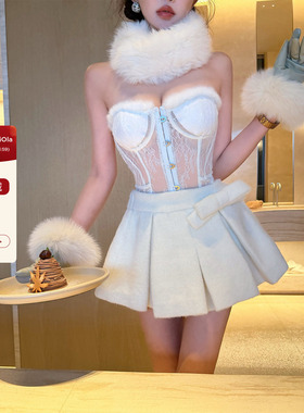 viola【雪顶少女】 mar*c2k+立体蝴蝶结20羊毛带短裙法式小心机