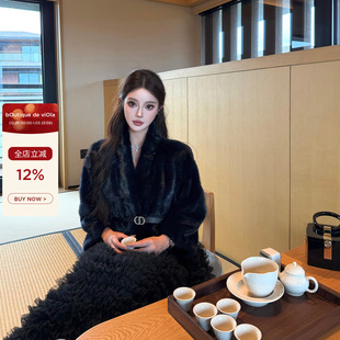 进口芬兰紫金天鹅绒水貂外套高级感 D家27w viola 千金孔雀