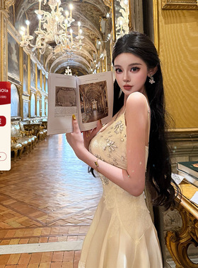 viola【中古白露】give*chy法式复古重工刺绣钉珠蕾丝拼接连衣裙