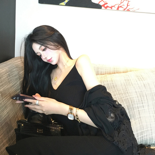 viola【东京都】2024秋冬新品优雅氛围纯欲性感气质针织连衣长裙