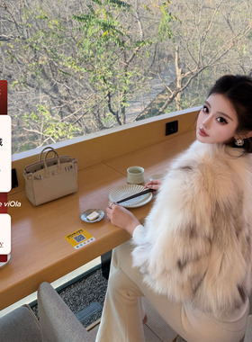 viola【斯拉夫美学】进口saga稀有大理石狐 中古贵妇高级皮草外套