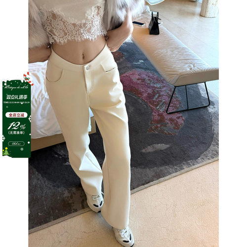 viola【封神皮裤】 好看疯了！版型无敌nb蛋白pu加绒皮裤显瘦直筒