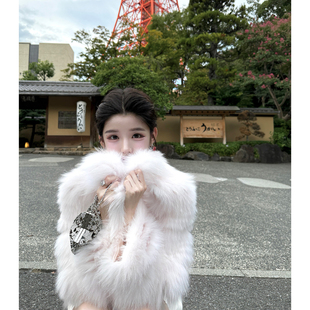viola【糖果雪狐】 saga级进口皮奶fufu定染色狐狸毛皮草外套气质