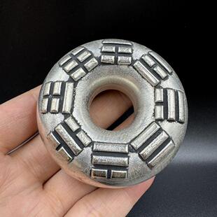 纯铜白铜铃铛虎撑八卦日月星辰手把件。尺寸如图。重约130克