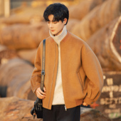 新款 毛呢外套棒球领宽松短款 大衣男女同款 男士 高端百搭秋冬季 夹克