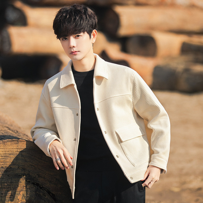 佐向斯外套男士春秋季新款灯芯绒工装夹克休闲短款高级感男装上衣