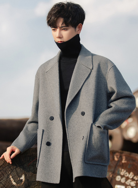 双面羊毛呢子西装外套男士大衣短款秋冬高级感季痞帅休闲小西服男