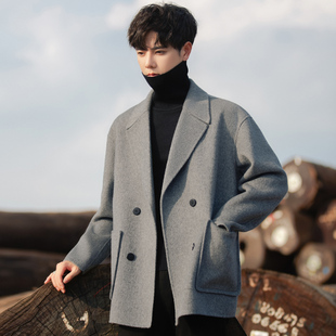 双面羊毛呢子西装外套男士大衣短款秋冬高级感季痞帅休闲小西服男