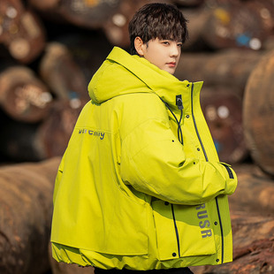 2025新款连帽羽绒服男款冬季加厚三防冲锋衣工装派克外套男士潮牌