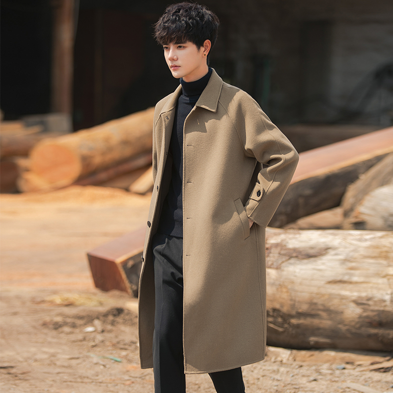 秋冬新款双面呢羊毛大衣中长款