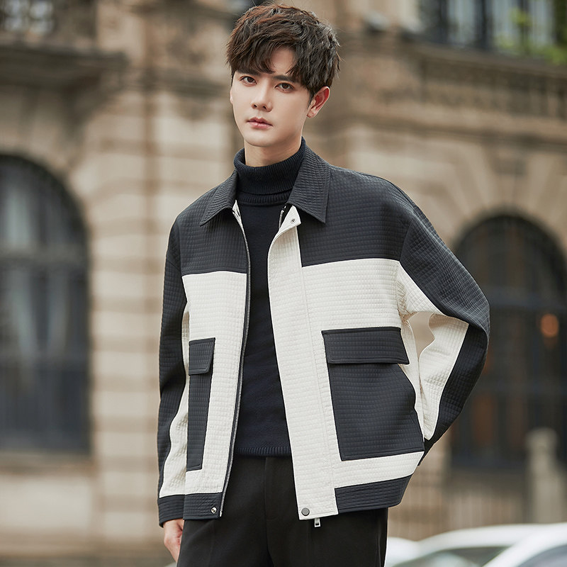 抗皱纹理夹克外套男士春秋季2026新款休闲翻领高级感男装上衣服薄