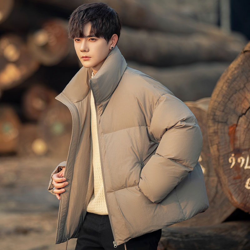 高级感立领短款羽绒服男款冬季2025新款加厚鸭绒保暖面包服外套潮