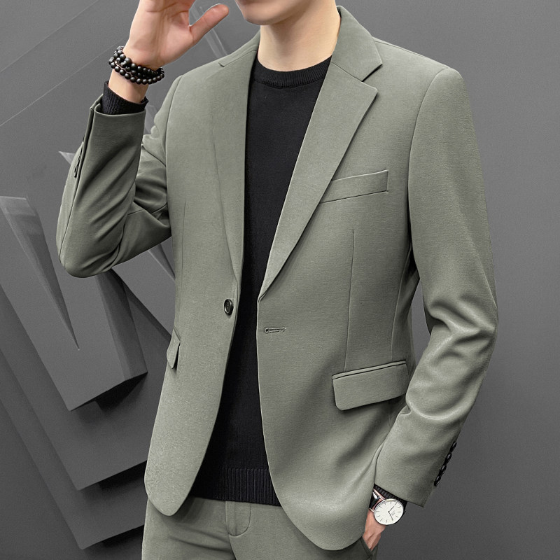 春秋季高级结婚西服套装男士韩版修身休闲小西装外套潮流上衣痞帅