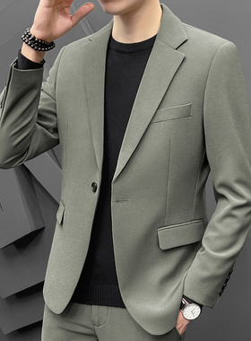 春秋季高级结婚西服套装男士韩版修身休闲小西装外套潮流上衣痞帅