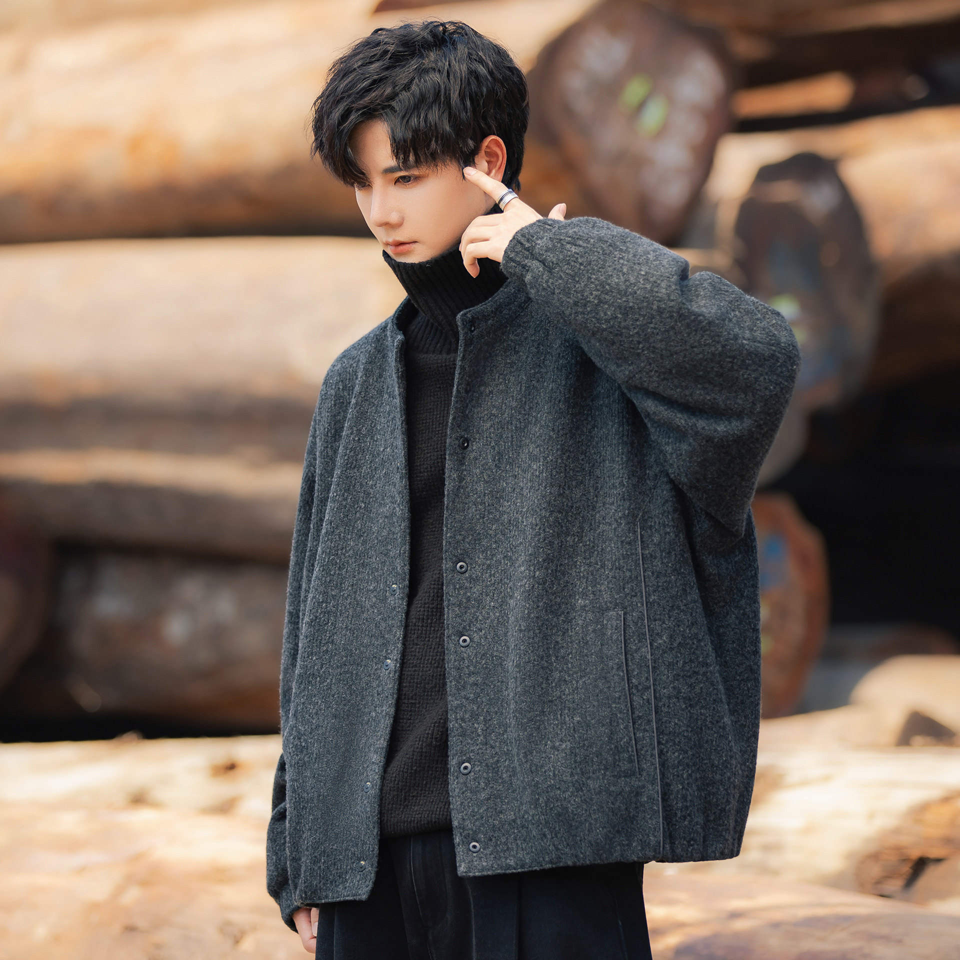 羽绒服男士白鸭绒开衫保暖夹克2025新款时尚休闲冬季轻薄外套上衣