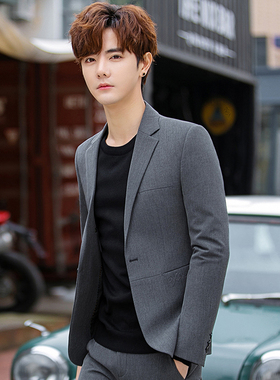 男士高级感休闲西装韩版潮流痞帅小西服套装薄款商务修身外套上衣