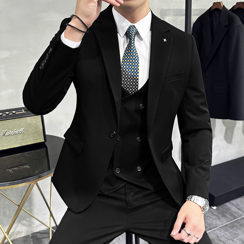 新郎西服套装男士韩版修身结婚礼服正装三件套休闲帅气伴郎小西装