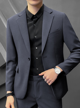 西服套装男士高级修身商务休闲小西装外套上衣薄款新郎伴郎礼服