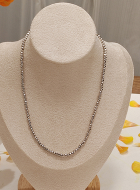 S925通体纯银镀金项链轻奢不规则三角碎银几两设计锁骨链叠戴颈链