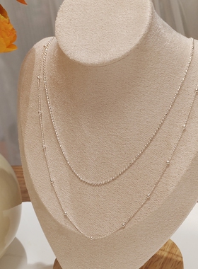 S999足银闪珠甜酷项链女时尚百搭个性圆珠小众叠戴珠珠基础锁骨链