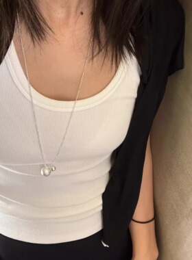 【特价清仓】 S925通体纯银拉丝球项链极简可抽拉爆闪珠链毛衣链