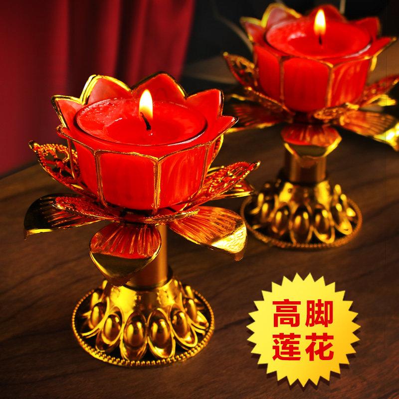 莲花灯观音荷花灯无烟无味节庆红蜡烛中秋蜡烛元宵拜神蜡烛潮汕