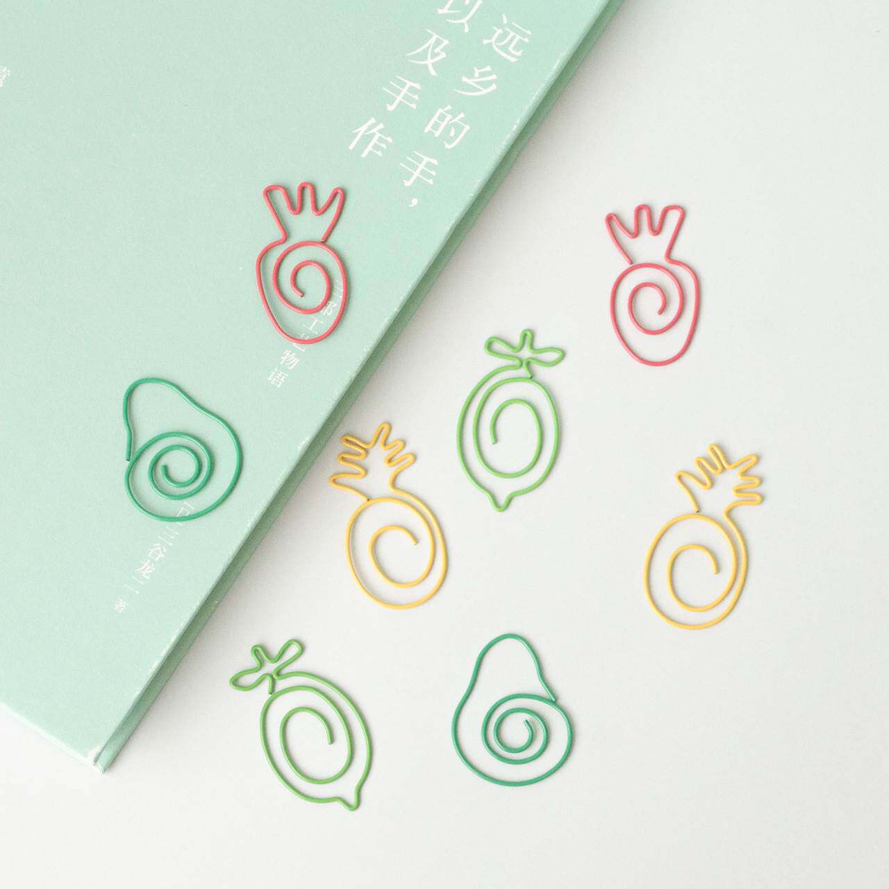 과일 파티 클립 플라스틱 코팅 스레드 특수 모양의 장미 박스 클립 기하학적 모양 다기능 한국어 북마크